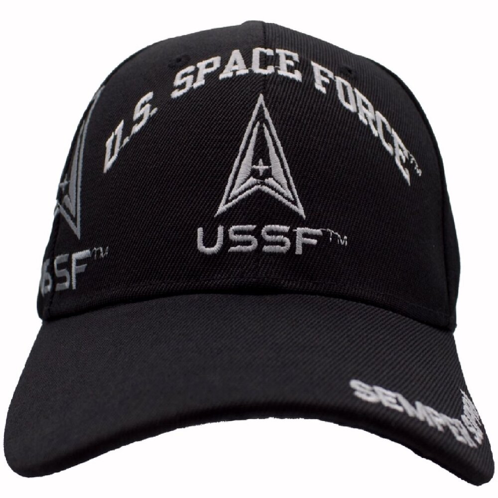U.S. Space Force Logo Black Embroidered Cap Hat - NEW FAST SHIP